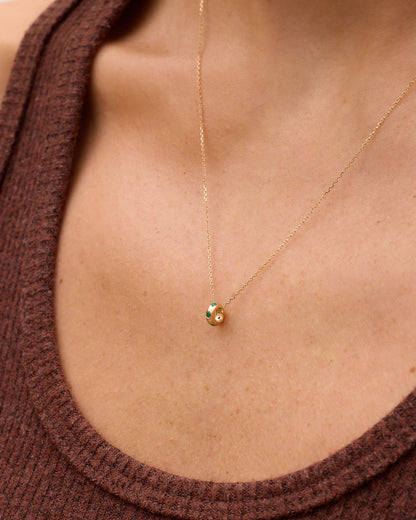 14K Gold Birthstone Halo Charm