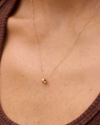 14K Gold Birthstone Halo Charm