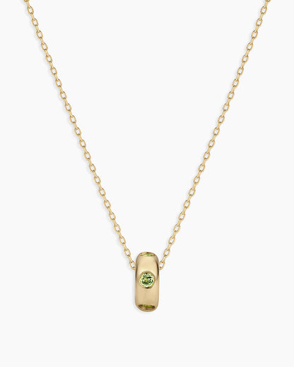 14K Gold Birthstone Halo Charm Necklace