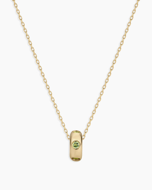 14K Gold Birthstone Halo Charm Necklace