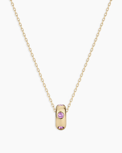 14K Gold Birthstone Halo Charm Necklace