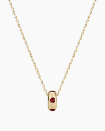 14K Gold Birthstone Halo Charm Necklace