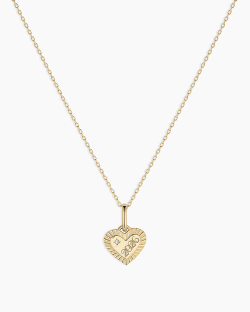 14K Gold Milestone Heart Charm Necklace