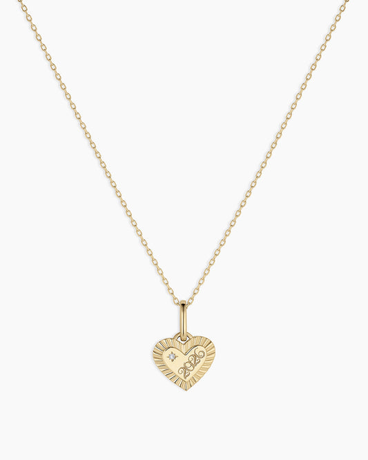 14K Gold Milestone Heart Charm Necklace