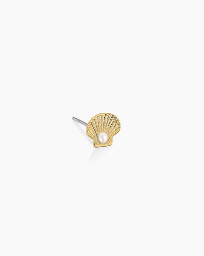 Scallop Pearl Single Stud