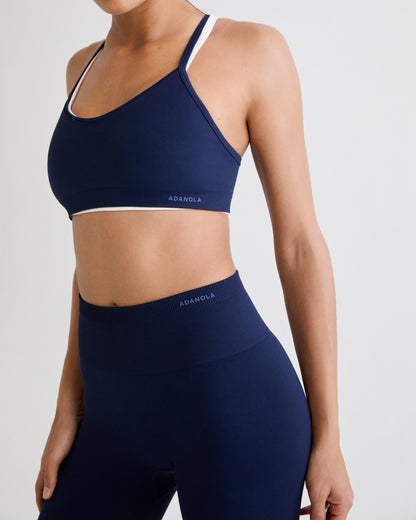 Classic Seamless Cross Back Bra - Navy Blue