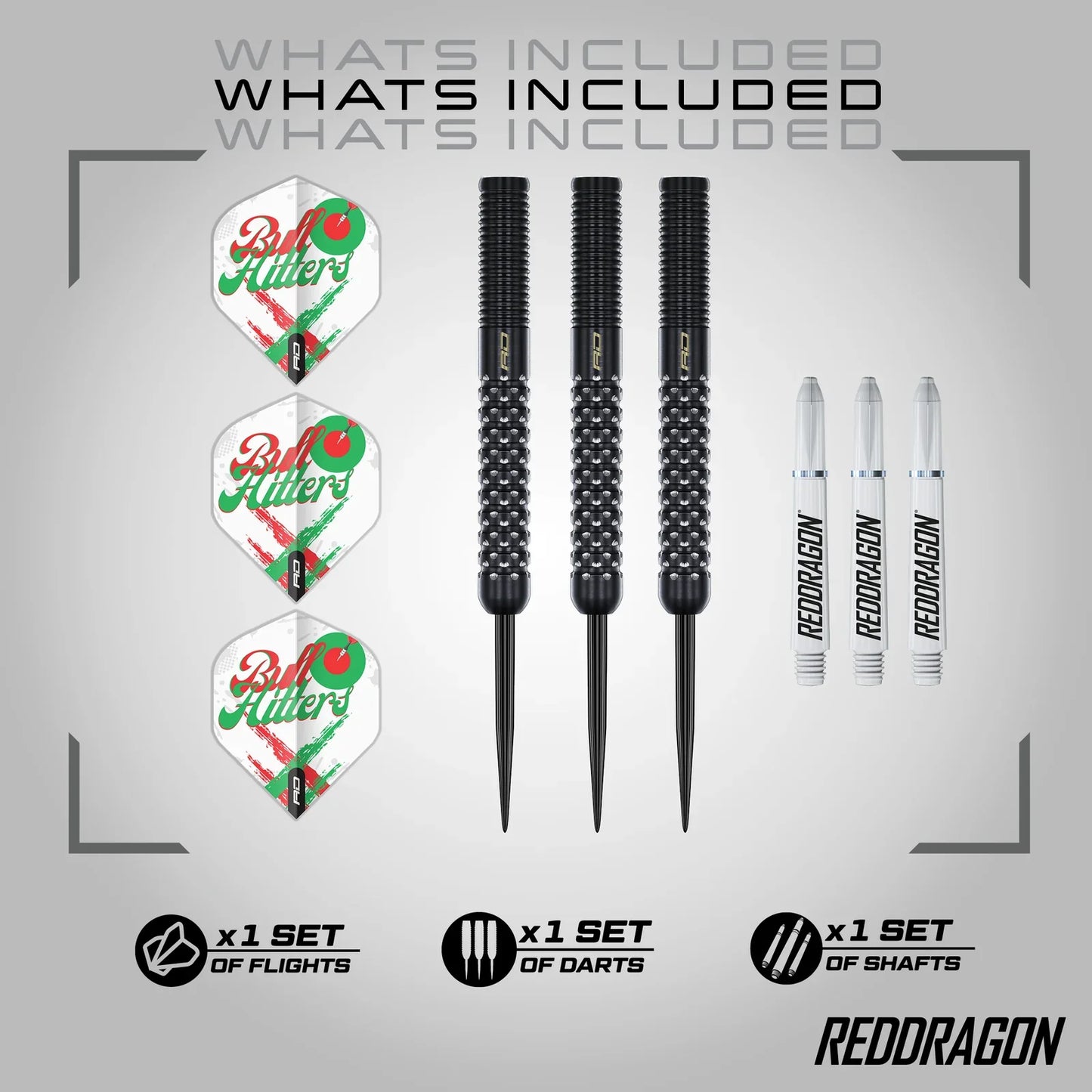 RED DRAGON - BULLHITTERS Darts - BLACK PVD - 90% Tungsten - 23g