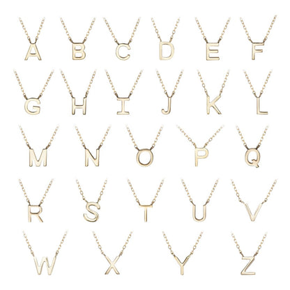 Solid Gold Miniature Initial Letter Necklace