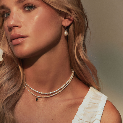 Silver Small Pearl Initial Letter Choker