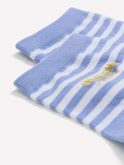 Striped Ankle Socks with Embroidered Letters