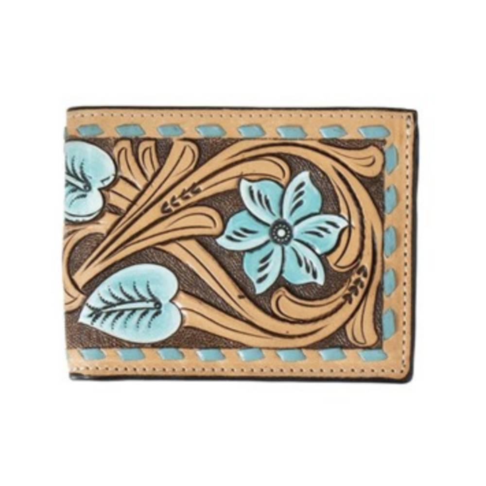 3D Floral Tooled Bi-Fold Wallet