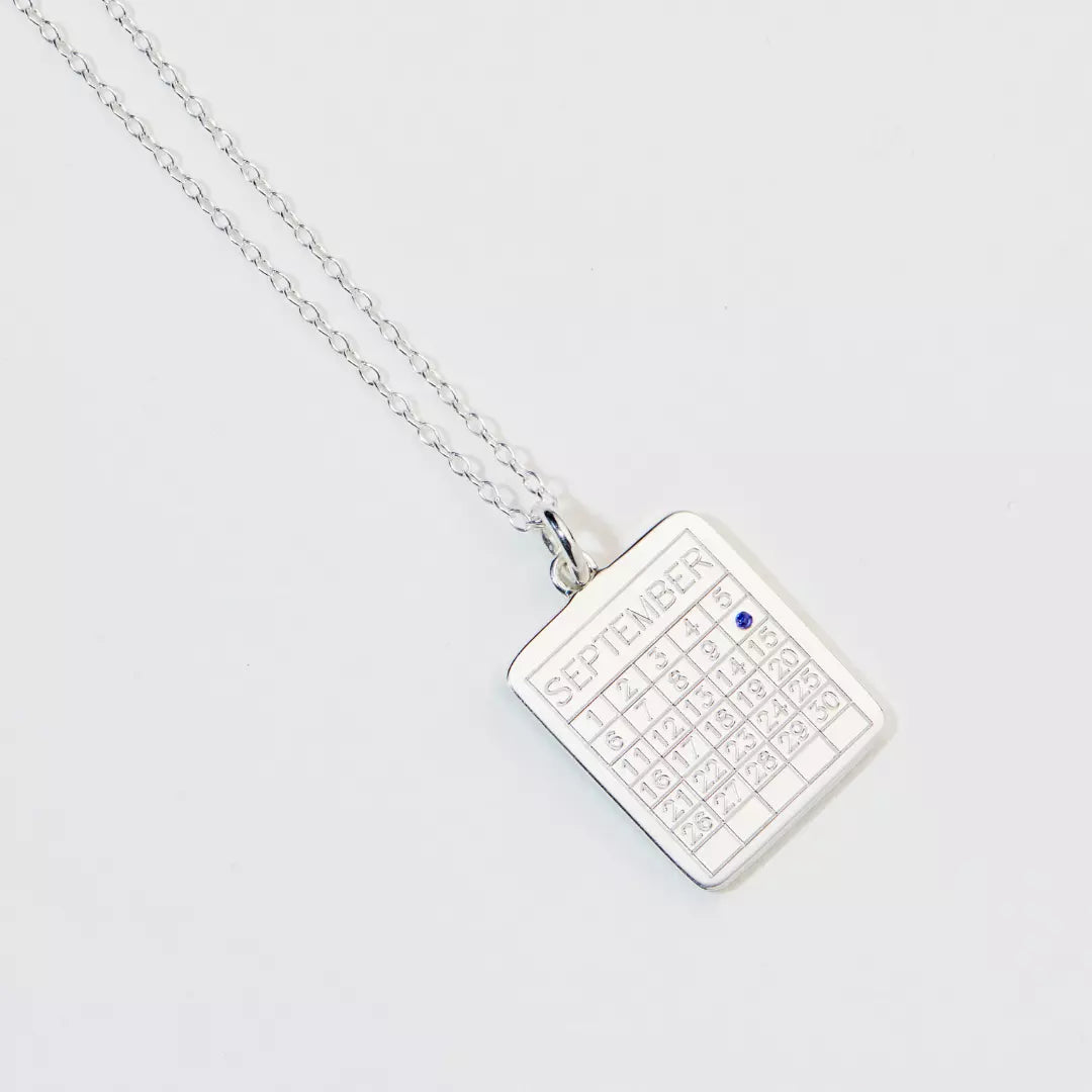 Silver Special Date Calendar Necklace