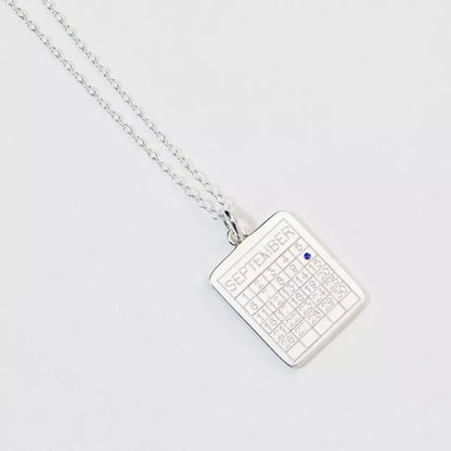 Silver Special Date Calendar Necklace