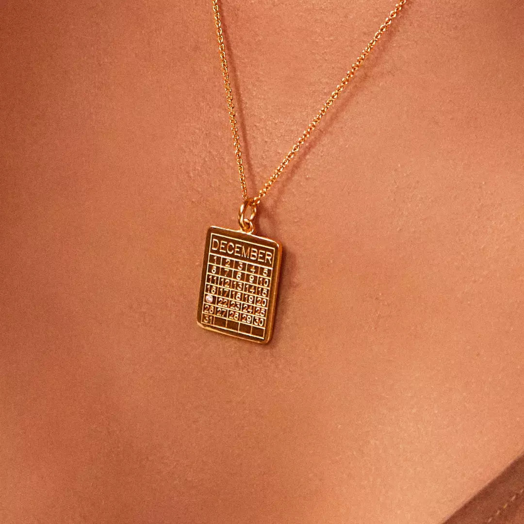 Silver Special Date Calendar Necklace