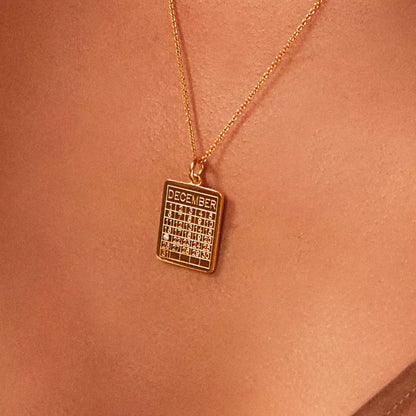 Silver Special Date Calendar Necklace