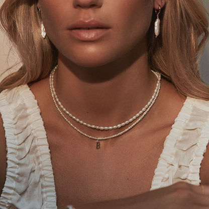 Silver Small Pearl Initial Letter Choker