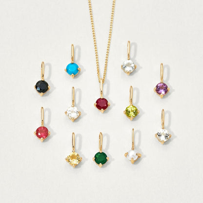 Gold Small Individual Birthstone Charm
