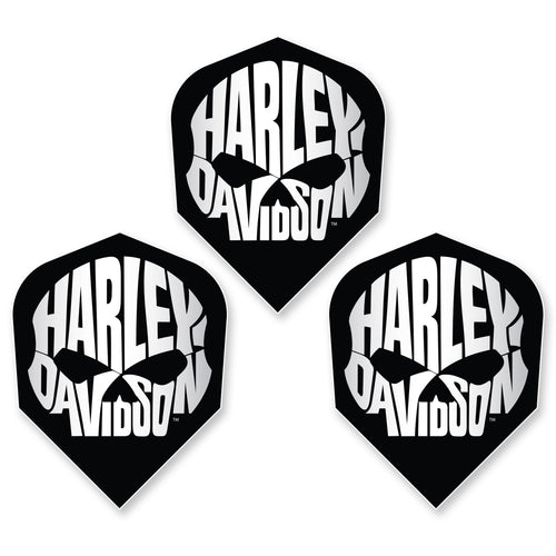 HARLEY DAVIDSON - Official Licensed Dart Flights - HD SKULL BLACK - Standard Size - 100 Micron