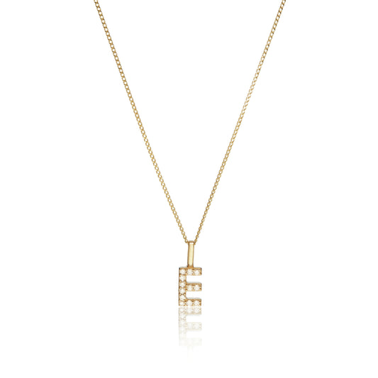 Solid Gold Genuine Diamond Initial Letter Necklace