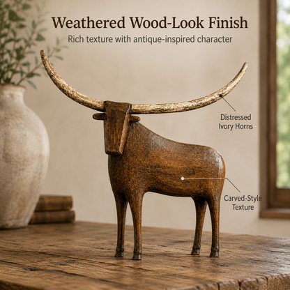 Vintage Longhorn Bull Sculpture