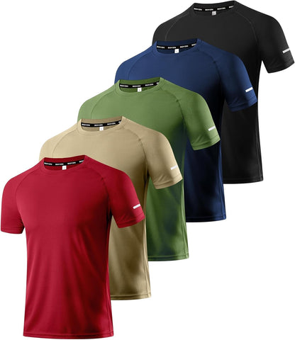 Boyzn 1, 3, 5 or 7 Pack Men's Workout Running Shirts, Dry Fit Moisture Wicking T-Shirt, Gym Athletic Short Sleeve Tee Shirts