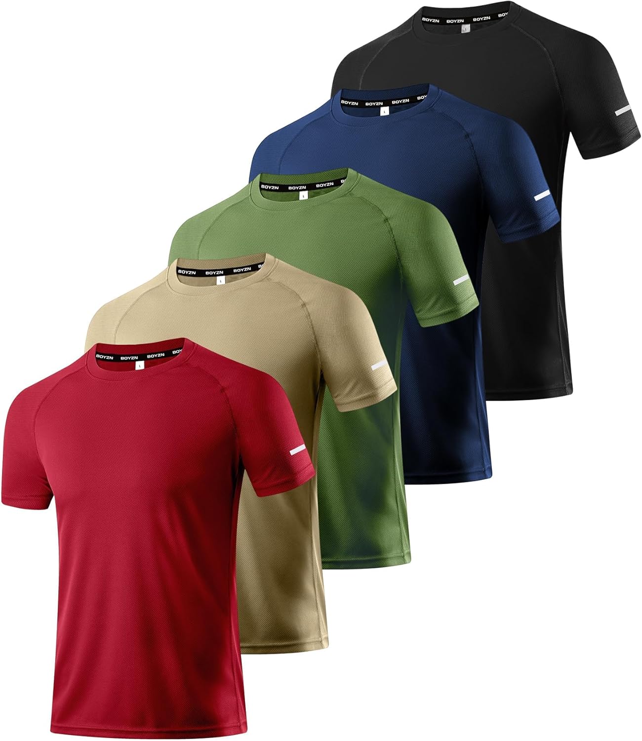 Boyzn 1, 3, 5 or 7 Pack Men's Workout Running Shirts, Dry Fit Moisture Wicking T-Shirt, Gym Athletic Short Sleeve Tee Shirts