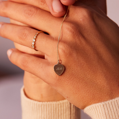 Solid Gold Small Heart St Christopher Necklace