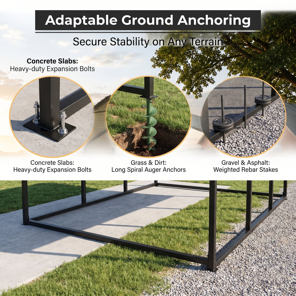 All-Weather Outdoor Carport 20×20 / 10×15 – Heavy-Duty Steel Frame Shelter for Cars, Boats & Equipment, Durable Cover, Quick Setup