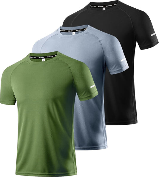 Boyzn 1, 3, 5 or 7 Pack Men's Workout Running Shirts, Dry Fit Moisture Wicking T-Shirt, Gym Athletic Short Sleeve Tee Shirts