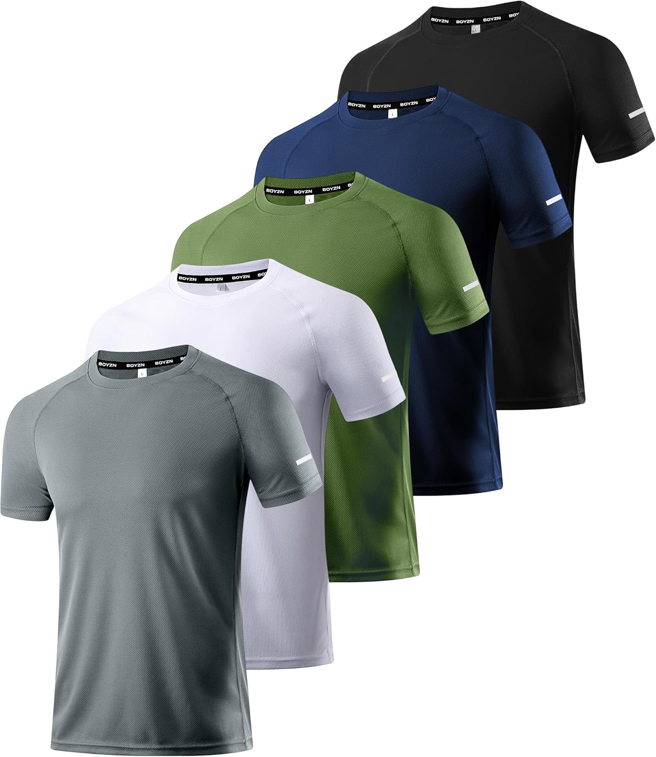 Boyzn 1, 3, 5 or 7 Pack Men's Workout Running Shirts, Dry Fit Moisture Wicking T-Shirt, Gym Athletic Short Sleeve Tee Shirts