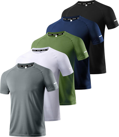 Boyzn 1, 3, 5 or 7 Pack Men's Workout Running Shirts, Dry Fit Moisture Wicking T-Shirt, Gym Athletic Short Sleeve Tee Shirts