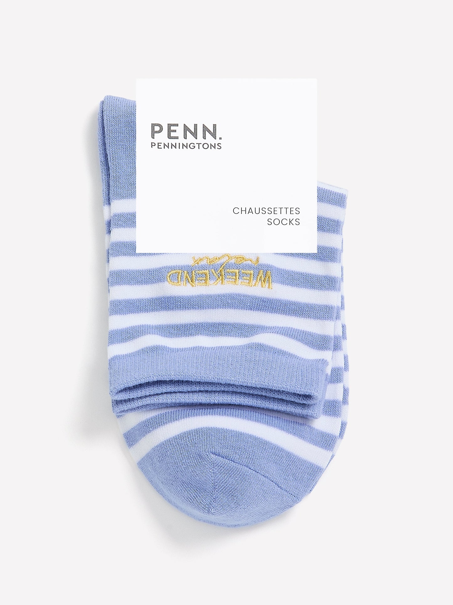 Striped Ankle Socks with Embroidered Letters
