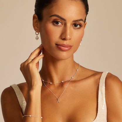 Silver Curve Initial Letter Necklace