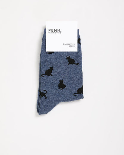 Crew Socks with Cat Print