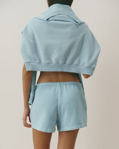 Le Mode De Vie Washed Cropped Shorts - Breeze Blue/Marshmallow White
