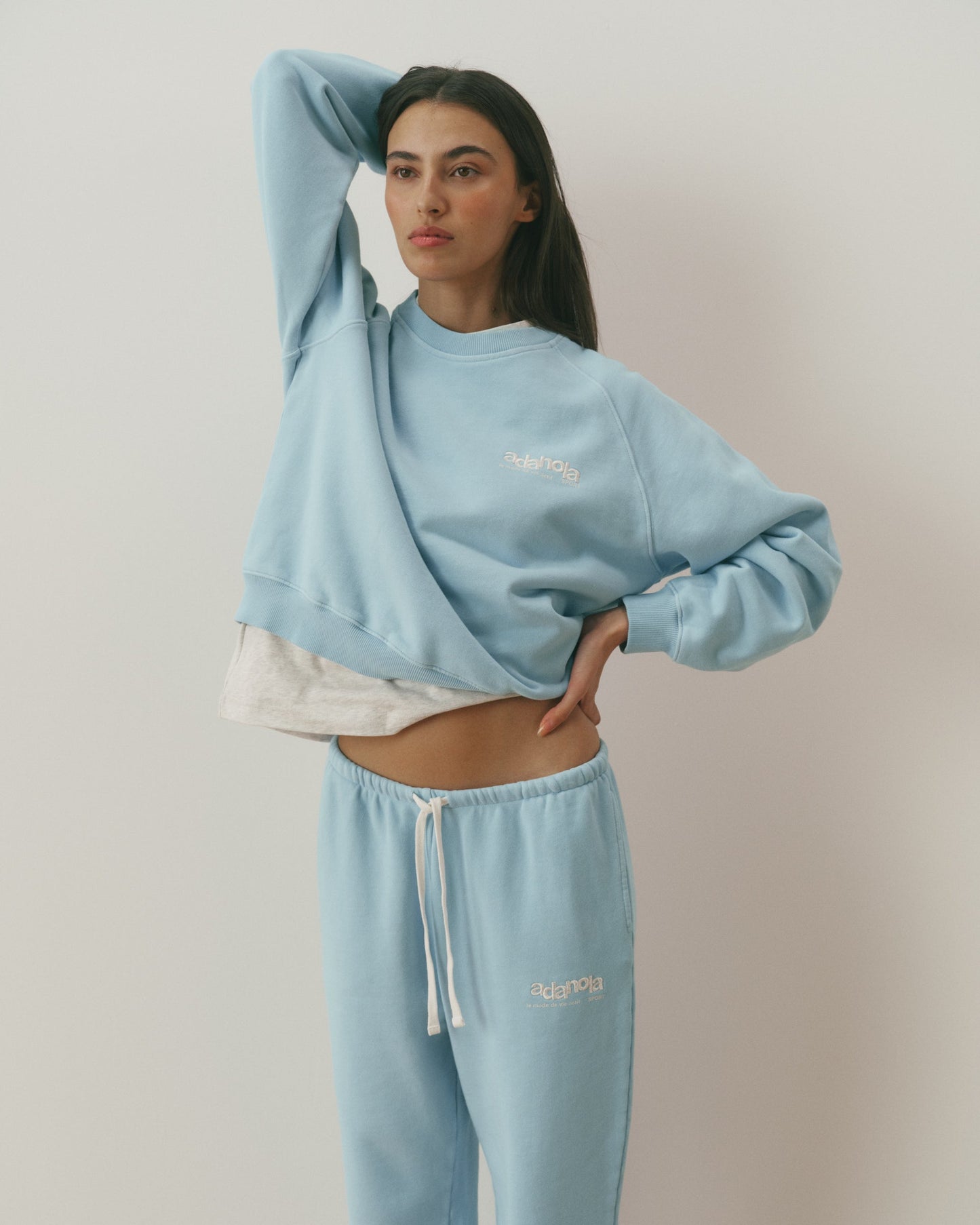 Le Mode De Vie Washed Loose Fit Sweatshirt - Breeze Blue/Marshmallow White