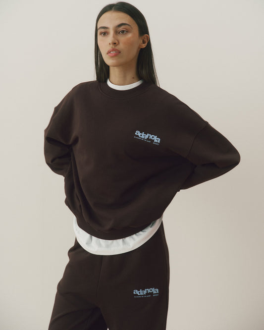 Le Mode De Vie Oversized Sweatshirt - Coffee Bean/Airy Blue