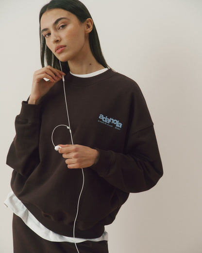 Le Mode De Vie Oversized Sweatshirt - Coffee Bean/Airy Blue
