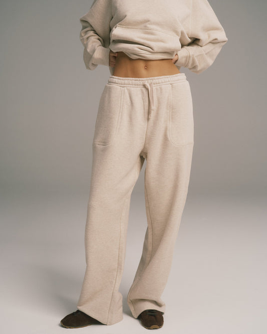 Loopback Straight Leg Sweatpants - Oatmeal Melange