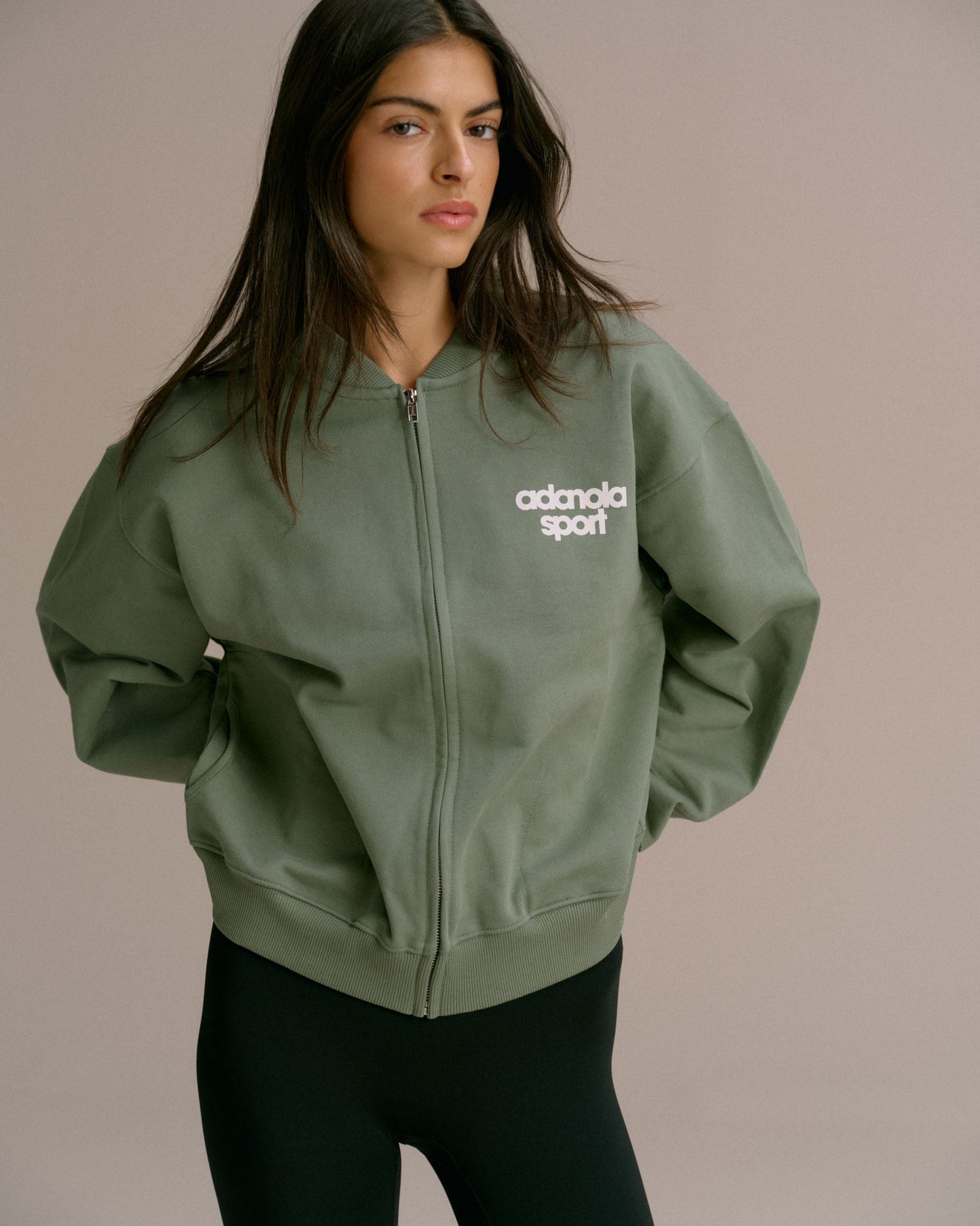 AS Bold Oversized Full Zip Sweatshirt - Eden Green/Marshmallow White