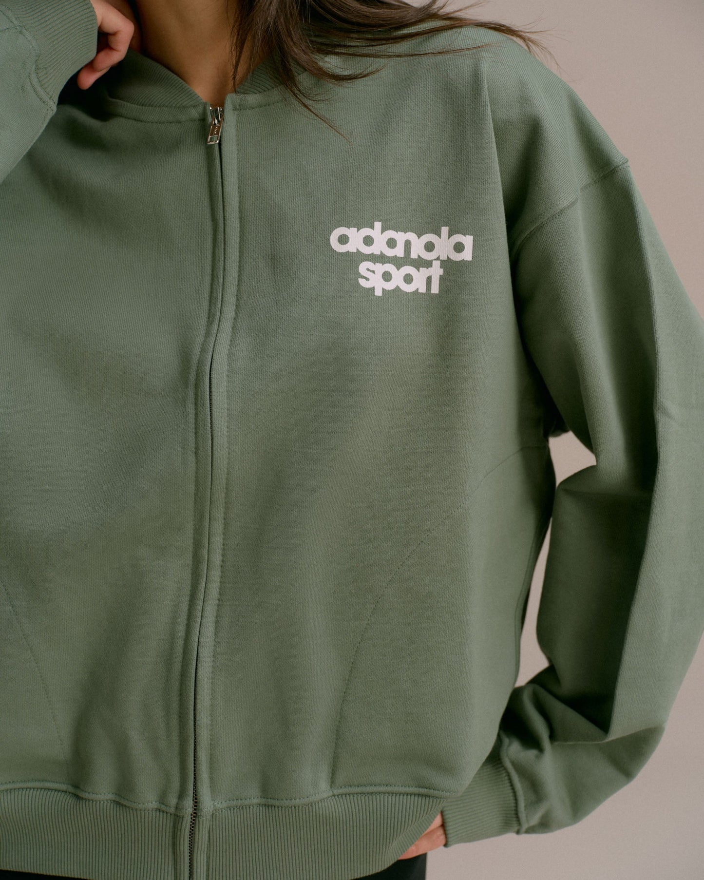 AS Bold Oversized Full Zip Sweatshirt - Eden Green/Marshmallow White