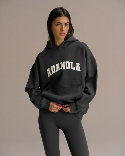 Varsity Oversized Hoodie - Graphite Grey/Marshmallow White