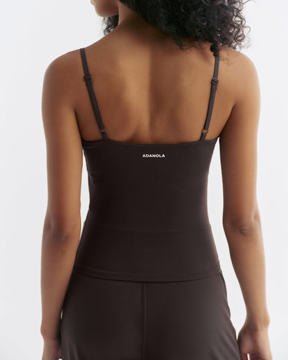 Skinny Strap Yoga Top - Coffee Bean