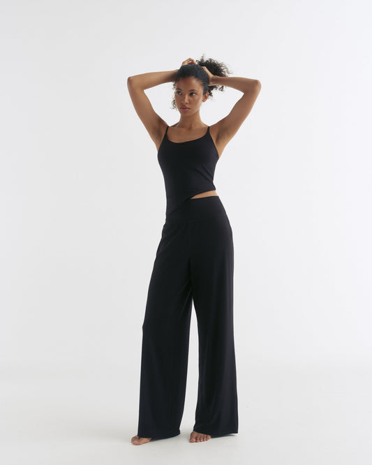 Wide Leg Yoga Pants - Black