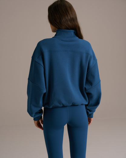 Sport Horizon Relaxed Funnel Neck Zip Sweatshirt -  College Blue
