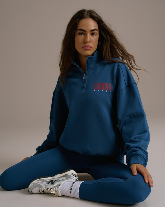 Sport Horizon Relaxed Funnel Neck Zip Sweatshirt -  College Blue