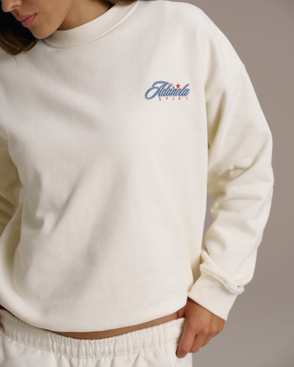 Varsity Collegiate Oversized Sweatshirt - Marshmallow White