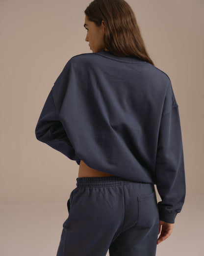 Varsity Oversized Sweatshirt - Washed Midnight Blue