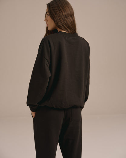 Varsity Oversized Sweatshirt - Black