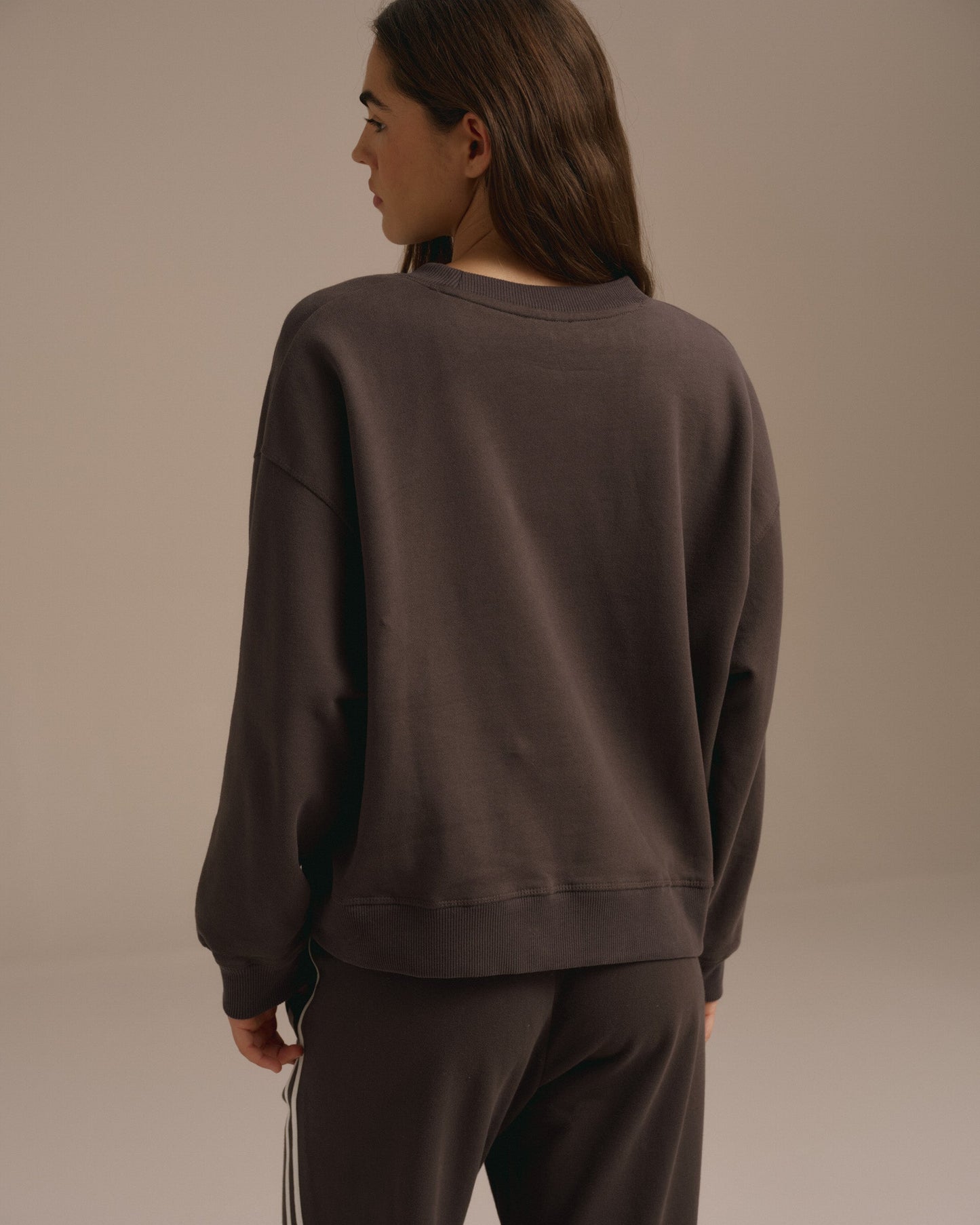 Varsity Loose Fit Sweatshirt - Coffee Bean/Marshmallow White